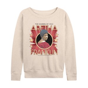 Women's - Aretha Franklin - The Queen of Soul Lightweight French Terry Wide Neck Long Sleeve Graphic Shirt - 1 of 4