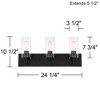 Possini Euro Design Metis Modern Wall Light Black Hardwire 24 1/4" 3-Light Fixture Clear Glass Shade for Bathroom Vanity Hallway Reading Living Room - 4 of 4