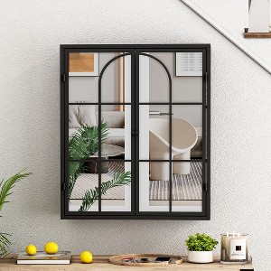 23.62 "Vintage Two Door Wall Cabinet with Mirror, Three-level Entrance Storage Space - 1 of 4