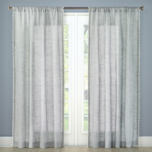 Pom Stripe Window Sheer Gray 54 X108 Threshold Target