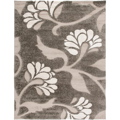 Florida Shag Smoke and Beige Floral Synthetic Rug
