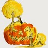 Junior's Design By Humans Halloween Pumpkin with Candle and Evil Smile By wubbadub T-Shirt - 2 of 2
