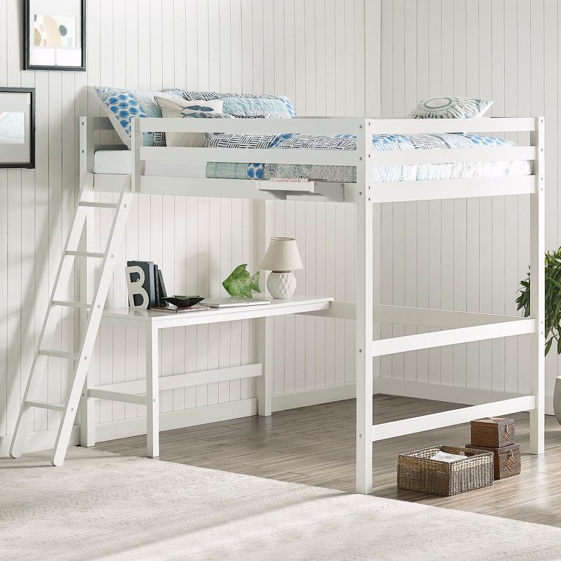 Full Caspian Kids&#39; Loft Bed with Hanging Nightstand White - Hillsdale Furniture, 4 of 5
