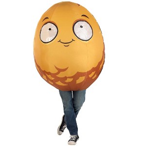 HalloweenCostumes.com One Size Fits Most   Plants Vs Zombie Adult Inflatable Wall-Nut Costume, Black/Purple/Brown - 1 of 4