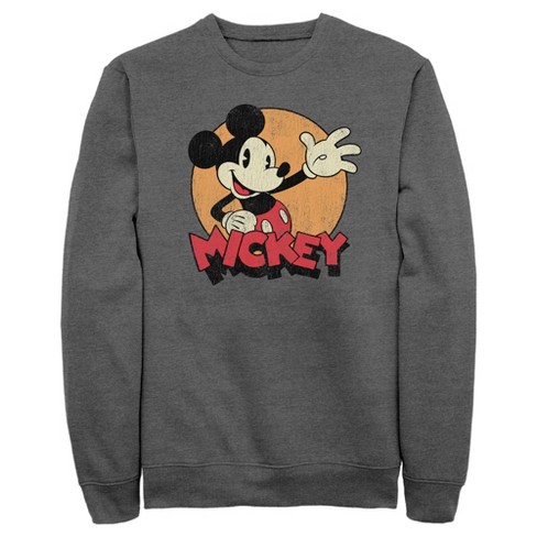 Men s Mickey Friends Retro Mickey Mouse Sweatshirt Charcoal Heather 2X Large