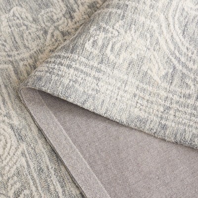Ivory and Grey Hand Tufted Wool 4' x 6' Area Rug