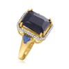 Ross-Simons 7.75 ct. t.w. Sapphire 3-Stone Ring With .14 ct. t.w. Diamonds in 18kt Gold Over Sterling - 3 of 4