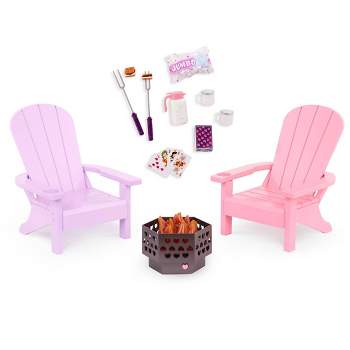 Our Generation Adirondack Chairs Outdoor Furniture Dollhouse Accessory Set for 18'' Dolls