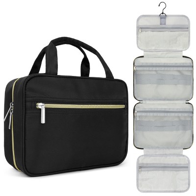 PAVILIA Hanging Toiletry Bag Travel Women Men, Foldable Cosmetic Organizer, Water Resistant Makeup Accessories Essentials Kit