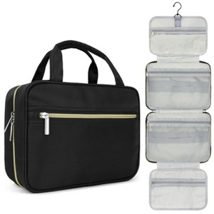 PAVILIA Hanging Toiletry Bag Travel Women Men, Foldable Cosmetic Organizer, Water Resistant Makeup Accessories Essentials Kit - 1 of 4