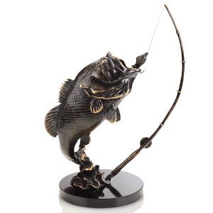 SPI Home Largemouth Bass Brass Sculpture Sport Fishing Accent for Lake Cabin or Lodge - 1 of 4
