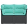 vidaXL Patio Sofa with Cushions - 2-Seater Outdoor Loveseat - Black Poly Rattan - Storage Function - Comfortable - UV-Resistant - 4 of 4