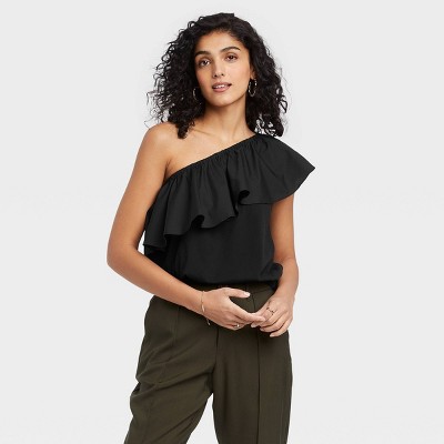 Women's One Shoulder Ruffle Top - A New Day™