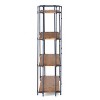 GDFStudio Braeburn Industrial Fir Wood and Iron 4 Shelf Bookcase, Antique Brown and Black - 4 of 4