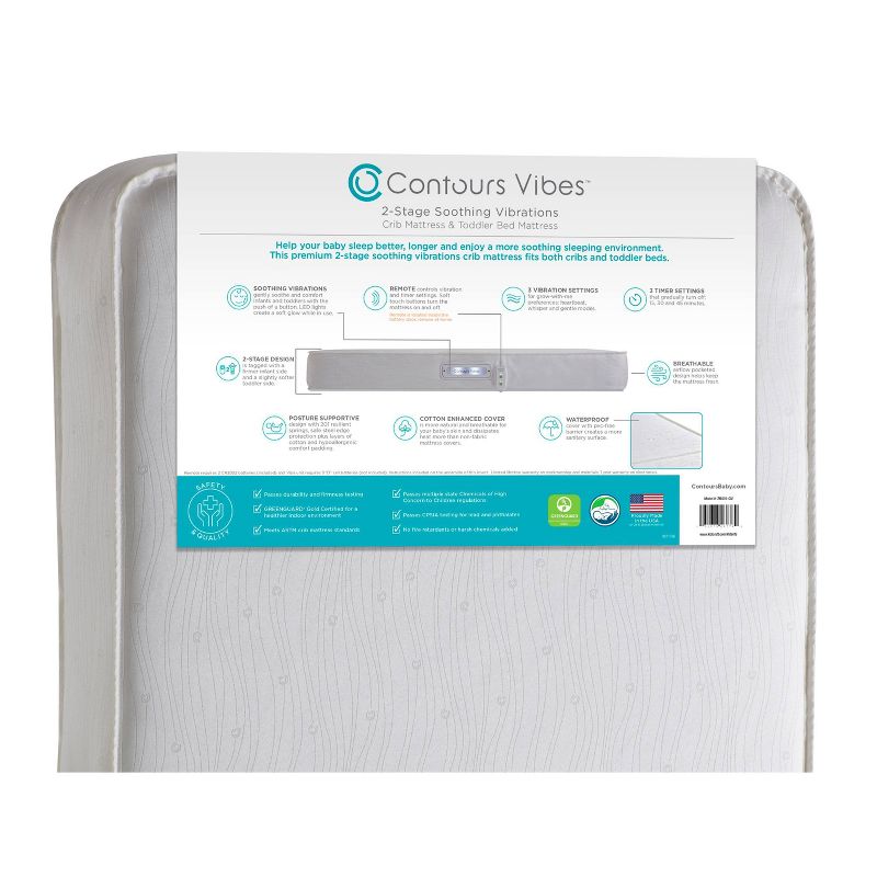 Contours Vibes 2-Stage Soothing Vibrations Crib Mattress and Toddler Mattress - White, 4 of 18