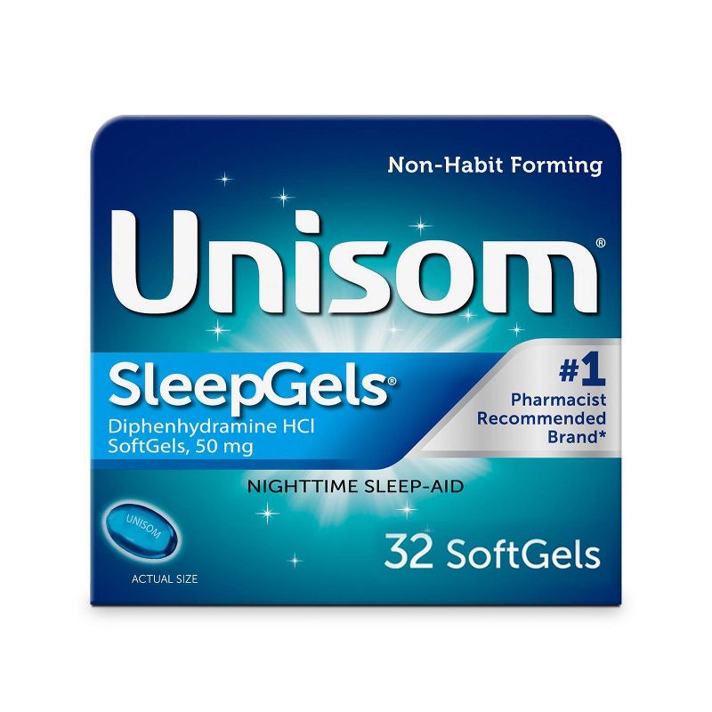 Unisom SleepGels Nighttime Sleep-Aid Softgels - Diphenhydramine HCl - 32ct, 1 of 9