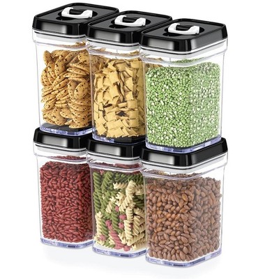 DWËLLZA KITCHEN Black Lids Clear Plastic Airtight BPA-Free Food Storage Containers