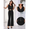 INSPIRE CHIC Women's V Neck Sleeveless Crop Tank and Wide Leg Pants Casual Outfits Set 2 Pcs - image 2 of 4