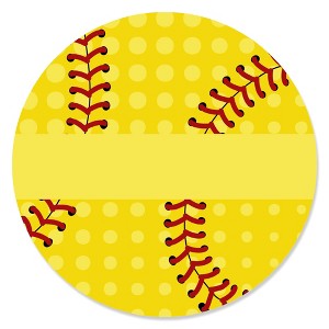 Big Dot of Happiness Grand Slam - Fastpitch Softball - Birthday Party or Baby Shower Circle Sticker Labels - 24 Count - 1 of 4