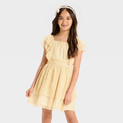 Girls' Floral Tiered Chiffon Dress - Cat & Jack™