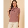 INSPIRE CHIC Women's Retro Dots Print Bow Tie Peter Pan Collar Chiffon Blouse - 3 of 4