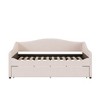 Luxystar Full Size Teddy Fleece Upholstered Daybed with LED Light and Trundle - 3 of 4