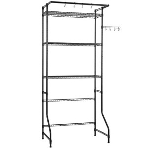 VEVOR Over Washer and Dryer Storage Shelf, 3 Tiers Laundry Room Drying Rack with Hanger Rod and Hooks, Single Row Washer Shelves Space Saver, Black - 1 of 4