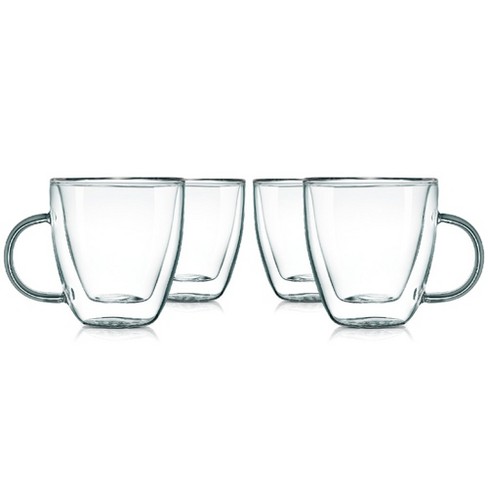 Nutrichef 5.2 oz. Clear Glass Coffee Mug Set (Set of 4)