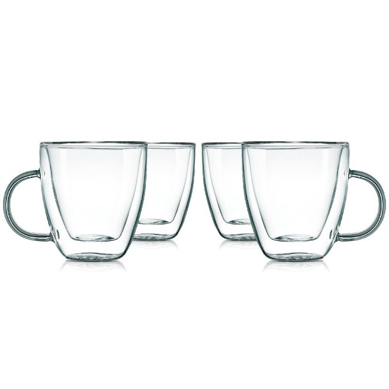 NutriChef 4 Pcs. of Clear Glass Coffee Mug - Elegant Clear Glasses with Convenient Handles, For Hot and Cold Drinks, 1 of 8