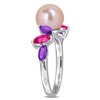EVERLY JEWELRY | Sterling Silver 8-8.5mm Pink Cultured Freshwater Pearl 1 CT TGW African Amethyst and Pink Topaz Ring - 2 of 4