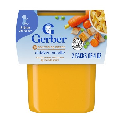 Gerber Baby Food Stage 2 Chicken Noodle Puree Tub - 2pk/8oz