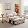 VASIP "55.5" Wide Twins Pull Out Sleeper Sofa Bed - Khaki Velvet Upholstered Convertible Couch for Small Spaces - 2 of 4