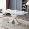 Modern Square Dining Table with Metal X-Shape Legs, Black Marble Print Top, 220lbs Load Capacity - 3 of 4