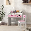 Qaba Kids Desk and Chair Set, Student Writing Desk for Bedroom & Study Room with Storage,  Aged 3-6 Years - 2 of 4