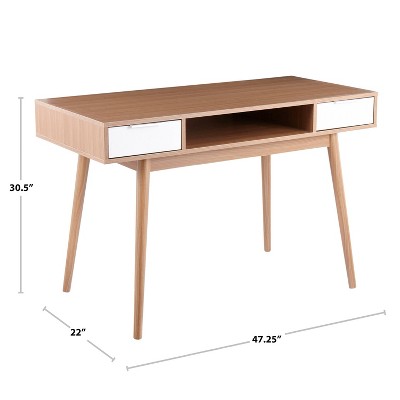 Modern Versatile Home Office Desk with Drawers in Natural White