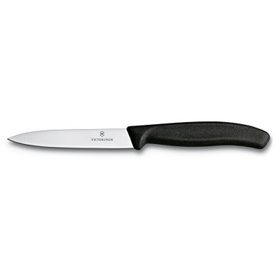 Victorinox 4-Inch Swiss Classic Paring Knife with Straight Blade, Spear Point, Black