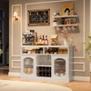 Jojoka Bar Cabinet with LED Light, 47" Liquor Storage Cabinet with Rack and Glass Hanger - 2 of 4
