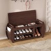 Whisen Retro Multifunctional Storage Bench with Cushion and Curved Side Panel for Entrance and Living Room - image 2 of 4