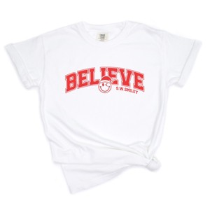 S.W.Smiley Varsity Believe - Womens Garment Dyed Tee - 1 of 3
