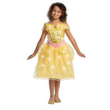 Kids' Disney Princess Belle Deluxe Light Up Halloween Costume Dress with Headpiece