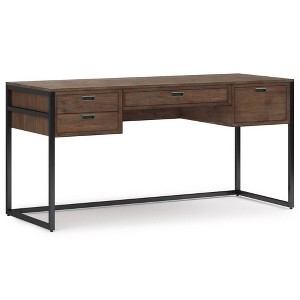 WyndenHall Brandt Desk Rustic Natural Aged Brown: Office Furniture with Bronze Hardware, Plywood & Metal Frame - 1 of 4