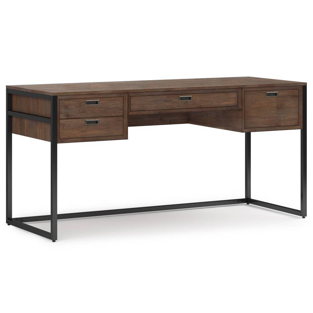 Photos - Office Desk WyndenHall Brandt Desk Rustic Natural Aged Brown: Office Furniture with Bronze Hardware, Plywood & Metal Frame