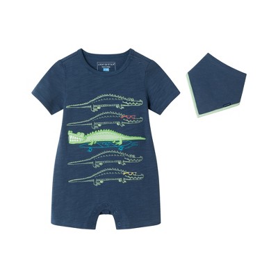 Andy & Evan  Infant  Croc Graphic Knit Romper & Bib