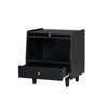FONTOI Wooden Nightstand with Rattan-Woven Storage Cabinet and 1 Drawer, Elegance Storage Solutions for Bedroom, Black, 13.5"*21.45"*19.5" - 4 of 4