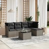 vidaXL 6 Piece Patio Sofa Set with Cushions Gray Poly Rattan - Gray without storage 6 Piece - 2 of 4