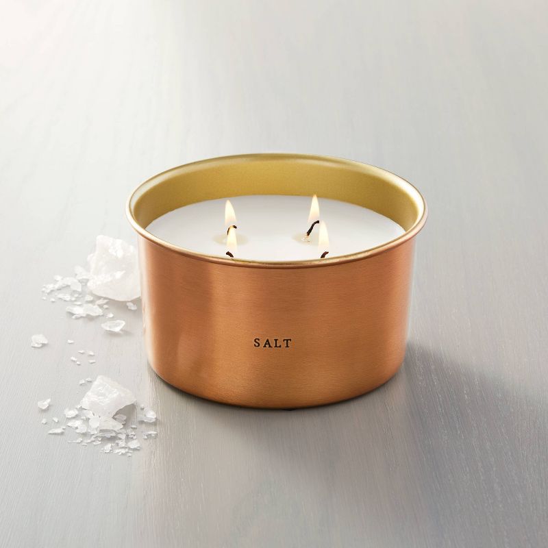 Lidded Metal Salt 4-Wick Jar Candle Brass Finish 20oz - Hearth &#38; Hand&#8482; with Magnolia, 3 of 11