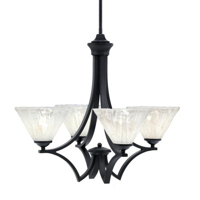Toltec Lighting Zilo 4 - Light Chandelier in  Matte Black with 7" Italian Ice Shade