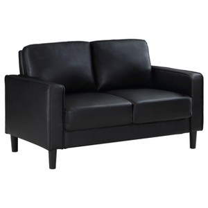 Coaster Home Furnishings Ruth Upholstered Track Arm Faux Leather Loveseat Black - 1 of 4