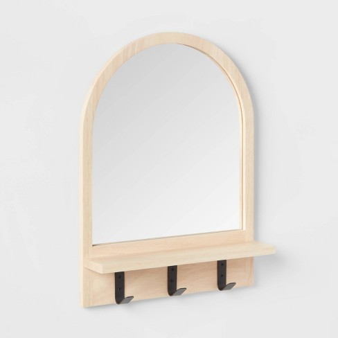White Wood & Metal Arch Shelf with Hooks, Sold by at Home