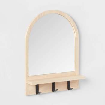 Wood Entryway Organizer with Mirror Light Wood - Brightroom™